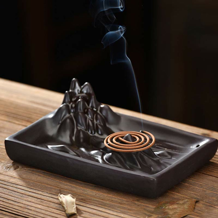 Mountains Flowing Water Ceramic Blessing Backflow Incense Burner - image 1