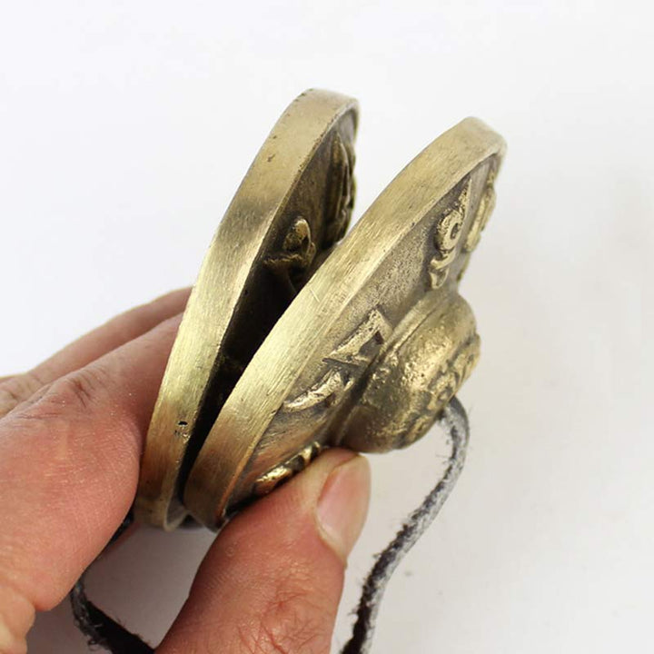 Buddha Stones Tibetan Tingsha Bell Six True Words Dragon Copper Balance Decoration With Bag - image 4