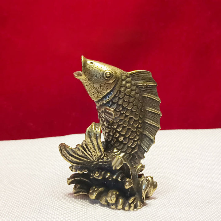 Buddha Stones Mini Small Frog Turtle Koi Fish Snail Crab Copper Wealth Home Decoration - Koi Fish - image 16