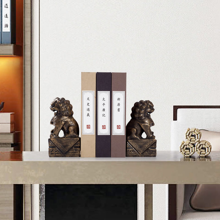 Buddha Stones 2Pcs Lion Statue Courage Strength Resin Home Office Decoration - image 8