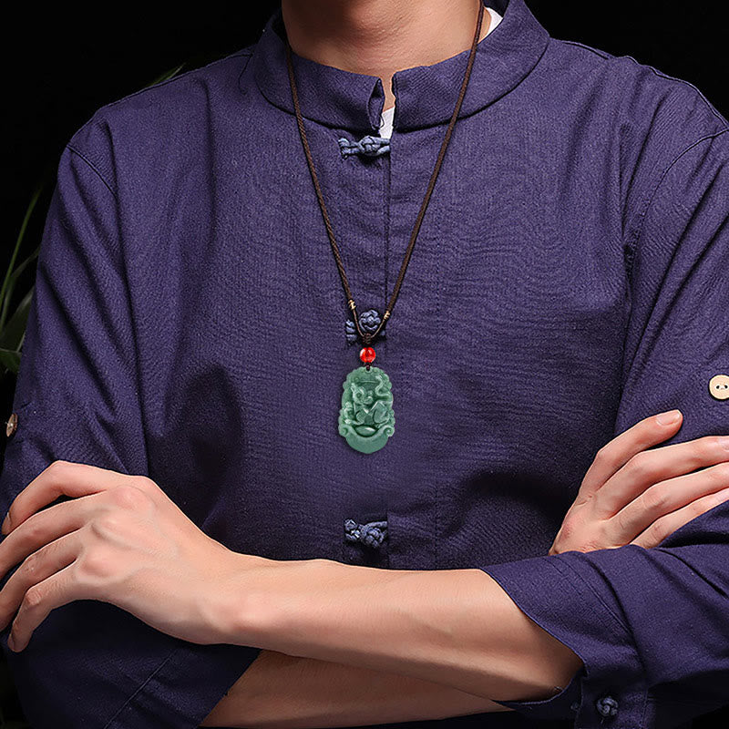 Buddha Stones Natural Jade 12 Chinese Zodiac Prosperity Necklace Pendant - image 12