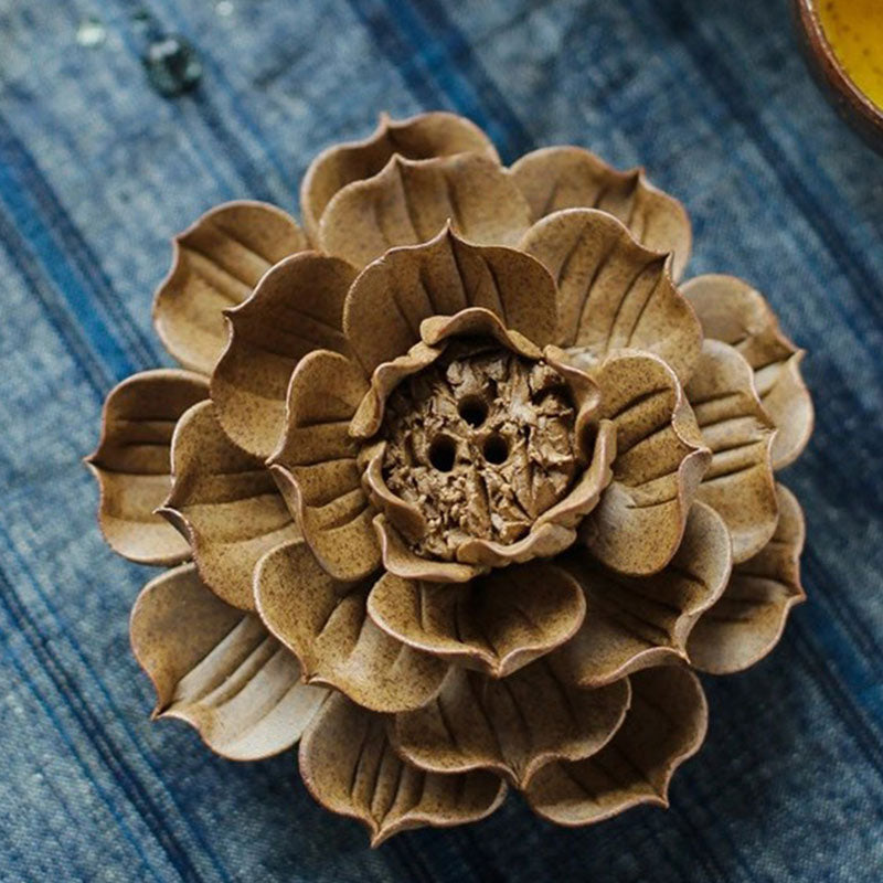 Buddha Stones Tibetan Backflow Lotus Meditation Incense Burner - image 1