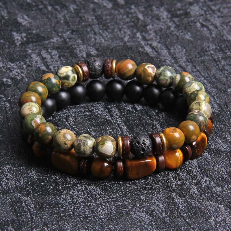 Buddha Stones 2PCS Healing Crystal Emperor Stone Tiger Eye Bead Bracelet - image 8