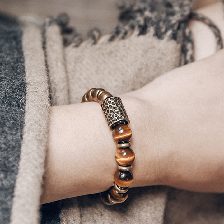 Buddha Stones Tiger Eye Stone Copper Protection Bracelet - image 7