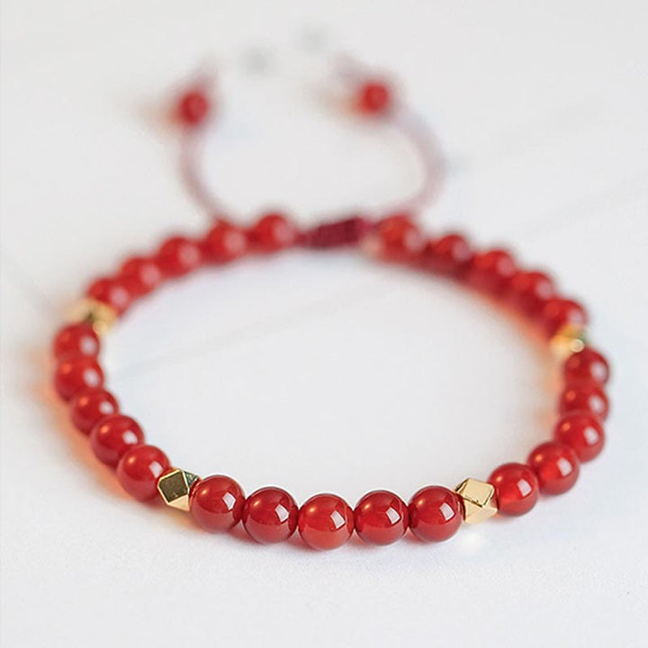 Natural Red Agate Endless Knot Four Leaf Clover Star Confidence String Bracelet - image 8