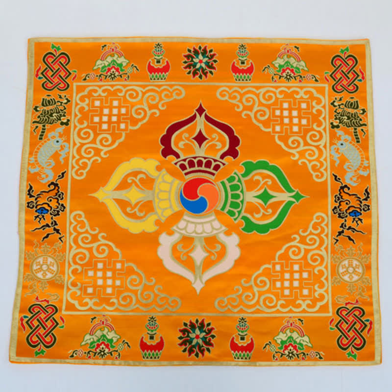 Flower Endless Knot Prayer Altar Mat Healing Meditation 8 Auspicious Symbols Mat Table Runner - Endless Knot - Yellow - image 20