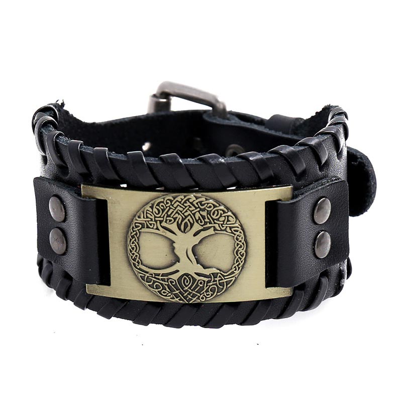 Buddha Stones Lucky Tree Of Life Balance Leather Bracelet - Golden - image 4