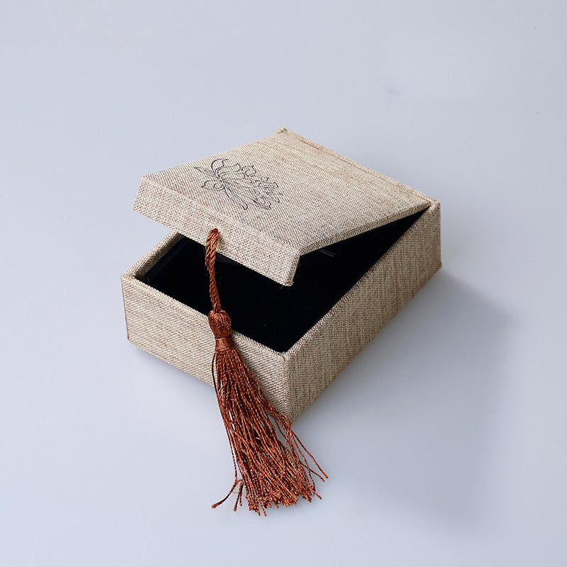 Buddha Stones Lotus Pattern Jewelry Storage Box Gift Box Tassels - Pendant Box (100*75*38mm) - image 4