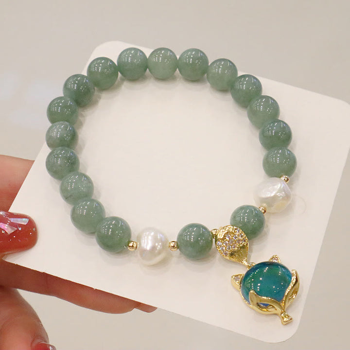 Buddha Stones Jade Pearl Color-Changing Fox Charm Luck Bracelet - Jade(Prosperity♥Abundance)(Wrist Circumference 14-16cm) - image 0