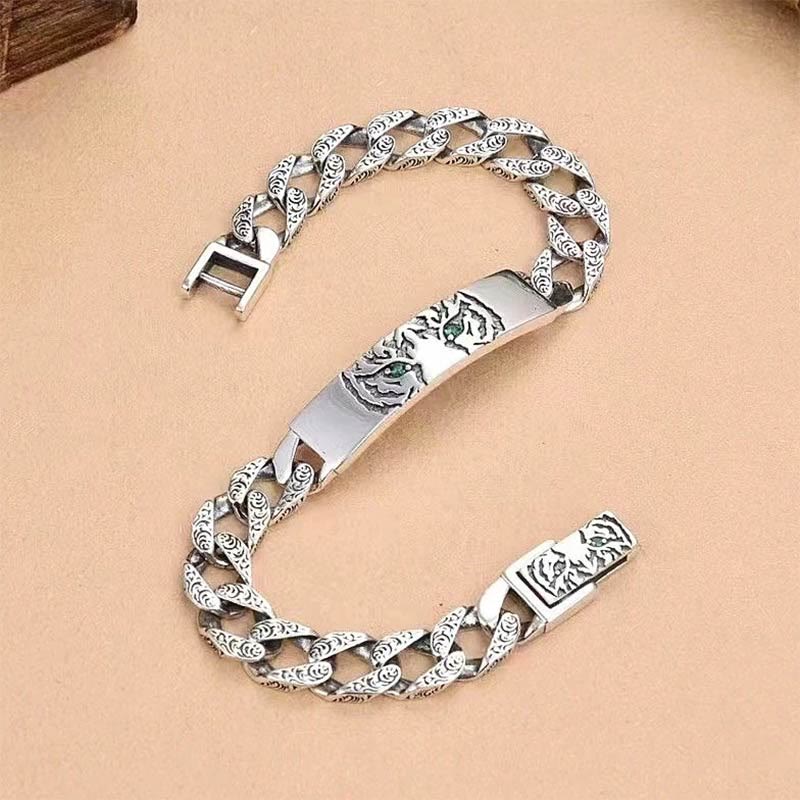 Buddha Stones Tiger Tang Dynasty Flower Design Copper Luck Chain Bracelet - image 13