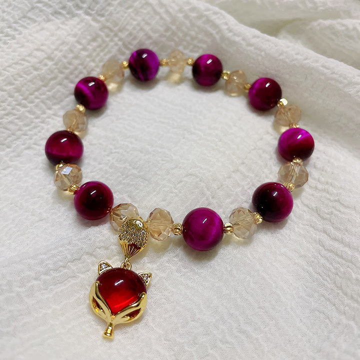 Buddha Stones Red Tiger Eye PiXiu Fox Protection Self Confidence Bracelet - image 14