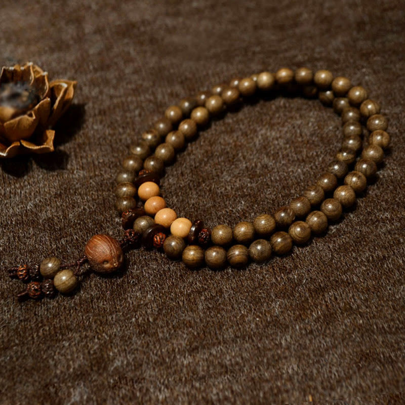 Buddha Stones Tibetan Sandalwood Protection Charm Mala Bracelet - image 1