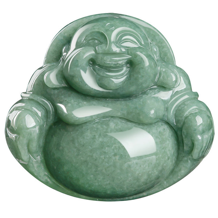 Buddha Stones Laughing Buddha Cyan Jade Harmony Necklace String Bead Pendant - image 8