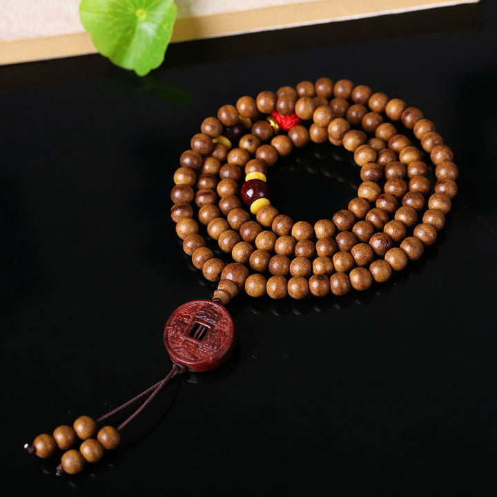 Buddha Stones 108 Mala Beads Peach Wood Bodhi Seed Lotus Prayer Meditation Bracelet - image 7