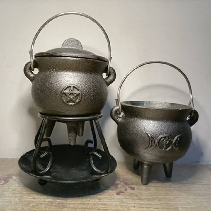 Buddha Stones Cast Iron Cauldron Prayer Altar Burning Holder Incense Sage Smudging Rituals Use Items - image 0