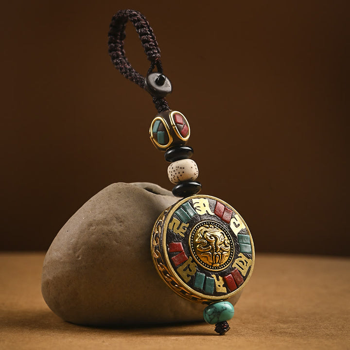 Buddha Stones Tibetan Om Mani Padme Hum Bodhi Seed Peace Key Chain - Om Mani Padme Hum Shankha - image 4