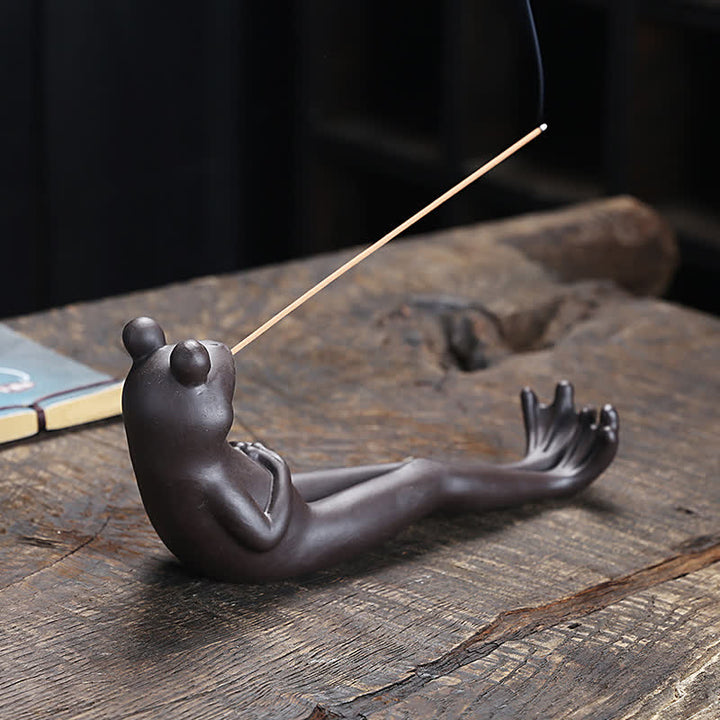 Meditation Frog Ceramic Spiritual Healing Incense Burner - image 2