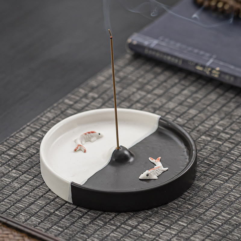 Buddha Stones Koi Fish Pattern Spiritual Healing Ceramic Incense Stick Burner Decoration - image 6