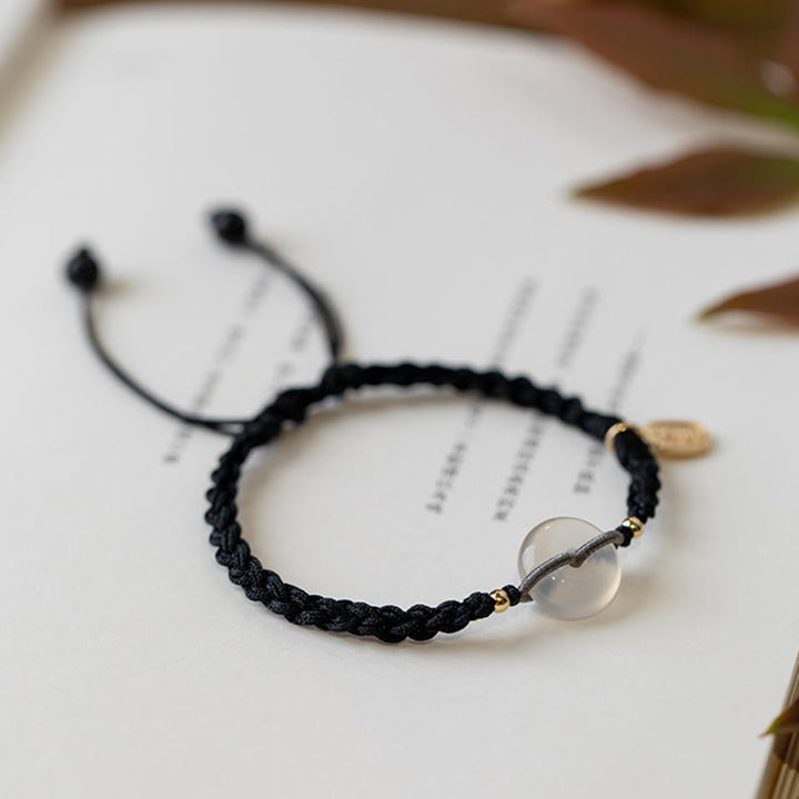 Buddha Stones Chalcedony Round Peace Buckle Positive String Bracelet - image 5