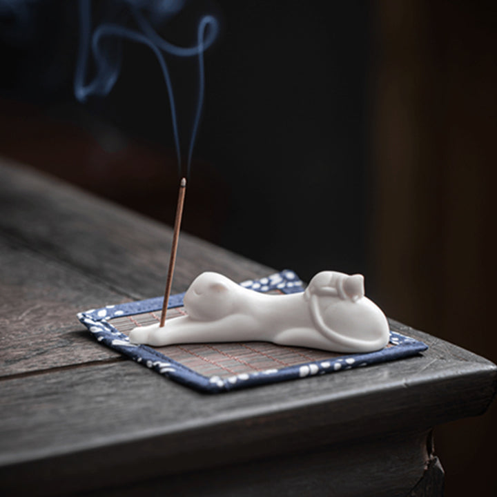 Lovely Cat Panda Ceramic Blessing Incense Burner Decoration - image 15