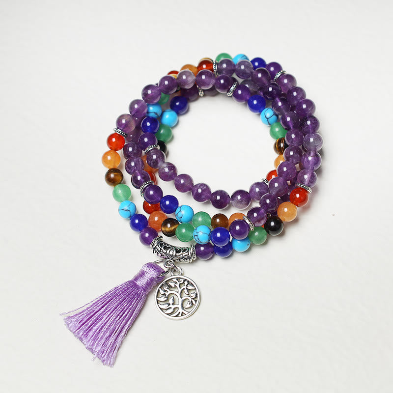 Buddha Stones Healing Crystal Mala Prayer Beads 108 Meditation Healing Multilayer Bracelet Necklace - image 1
