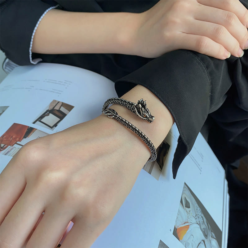 Buddha Stones Dragon Scales Pattern Luck Protection Bracelet Bangle - image 4