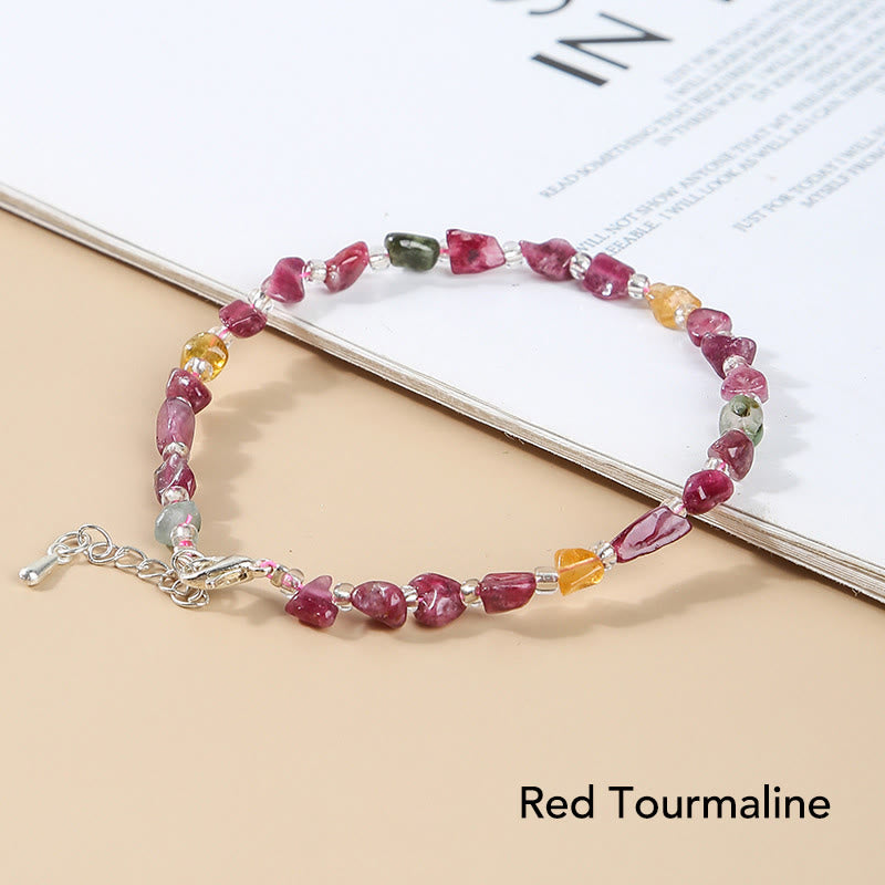 Buddha Stones Natural Irregular Shape Stone Crystal Meditation Balance Bracelet - Red Tourmaline - image 22