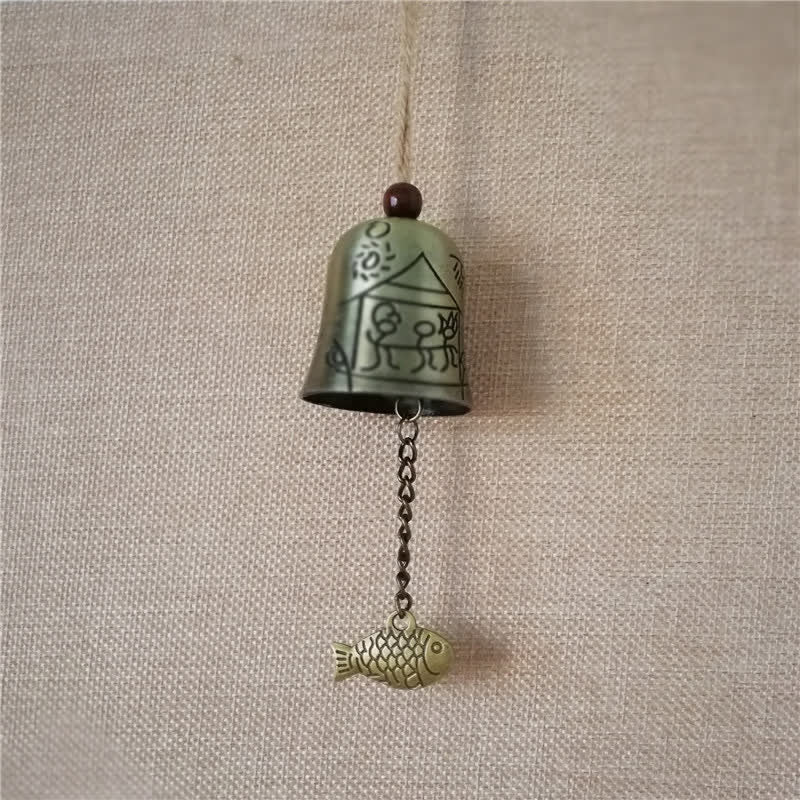 Buddha Stones Feng Shui Buddha Koi Fish Dragon Elephant Wind Chime Bell Luck Wall Hanging Decoration - Big Family - image 15