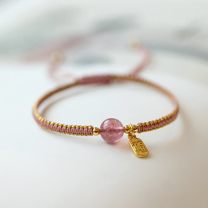 Buddha Stones Red Agate Jade Lotus Confidence Calm String Bracelet - Strawberry Quartz - image 11