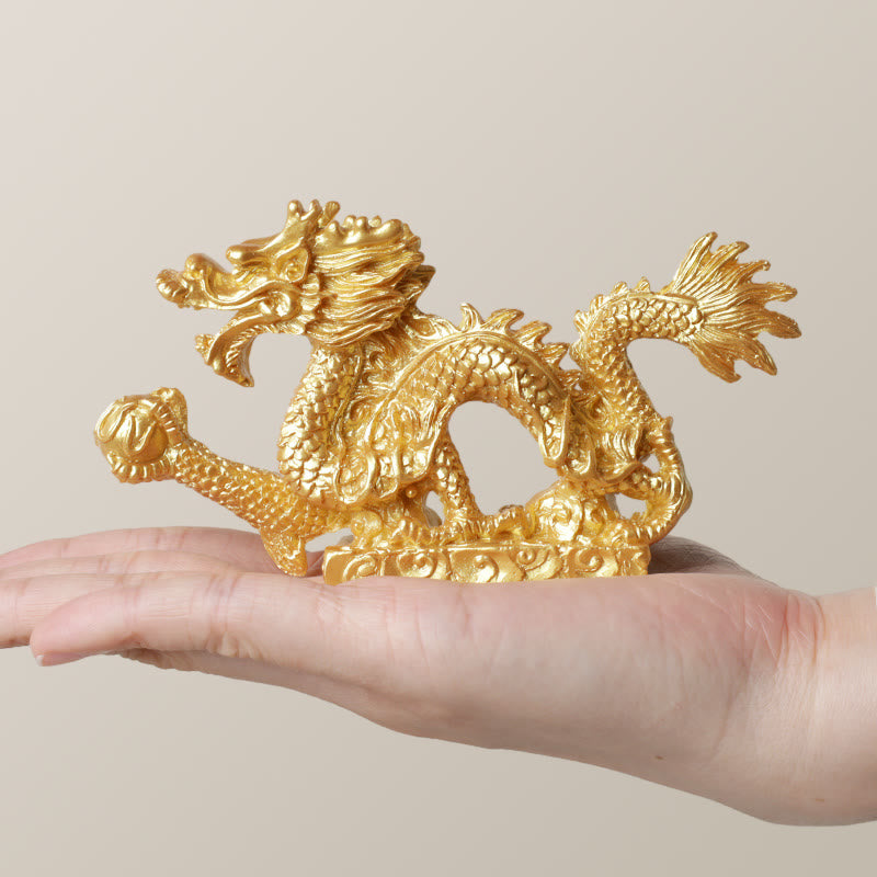 Buddha Stones Feng Shui Dragon Auspicious Cloud Wealth Luck Decoration - Gold - 12cm*2.3cm*7cm - image 2