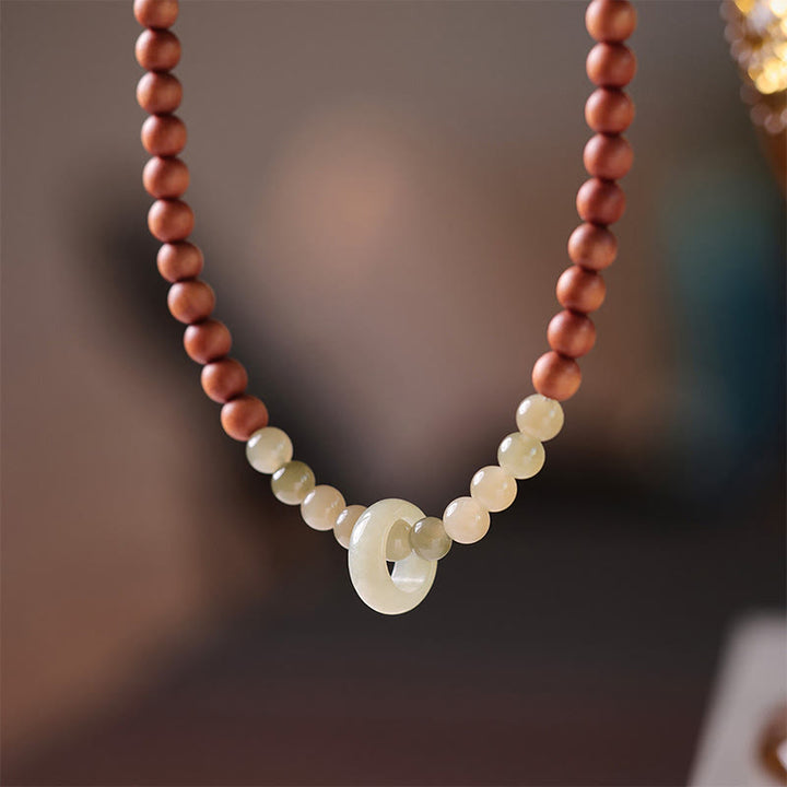 Buddha Stones Sandalwood Hetian Jade Protection Double Wrap Bracelet - image 2