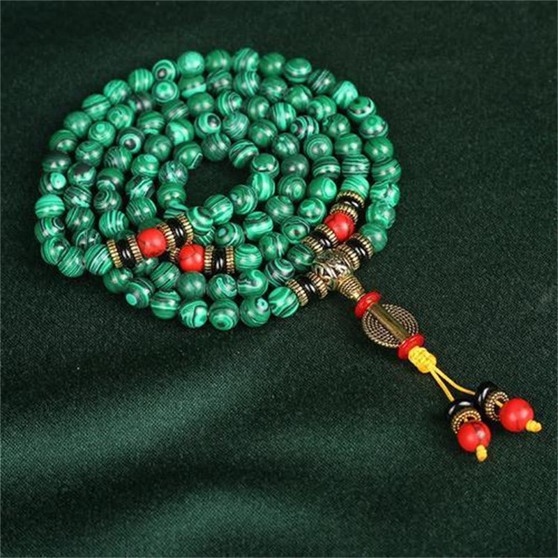 Buddha Stones Tibetan 108 Mala Malachite Beads Bracelet Necklace - image 1