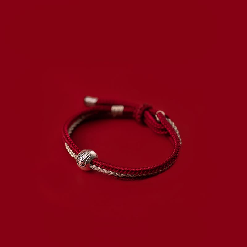 Buddha Stones 925 Sterling Silver Tibetan Zakiram Goddess of Wealth Luck Rope Bracelet - image 6