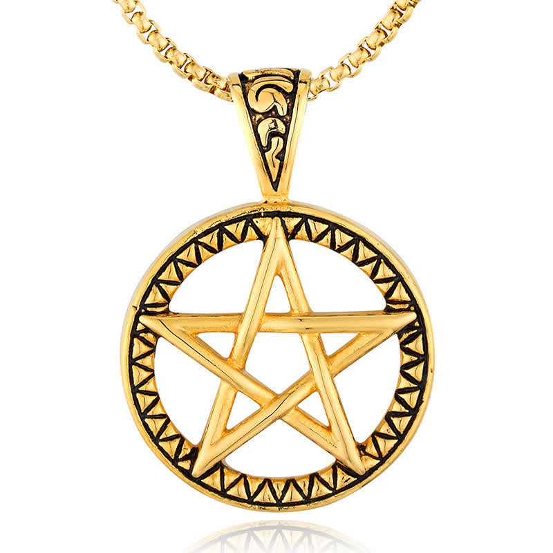 Pentagram Titanium Steel Balance Necklace Pendant - image 6