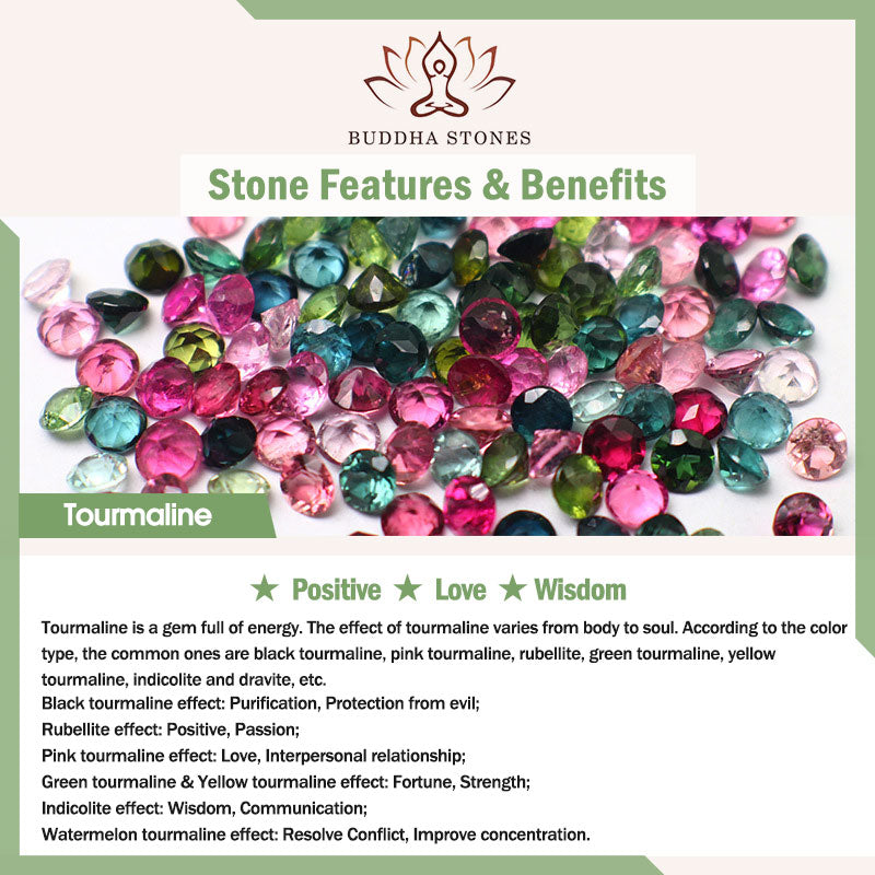 Buddha Stones Colorful Tourmaline Peace Buckle Charm Wisdom Bracelet - image 5