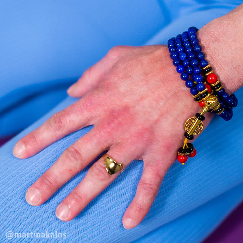 Buddha Stones Tibetan Mala Lapis Lazuli Positive Bracelet - image 5