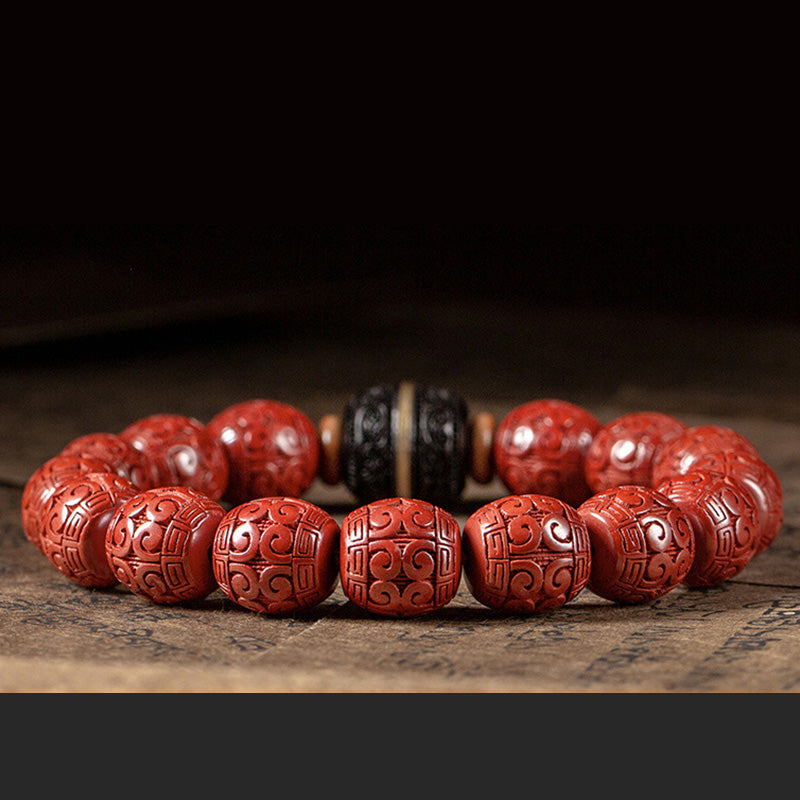Buddha Stones Natural Cinnabar Ebony Calm Blessing Bracelet - image 7