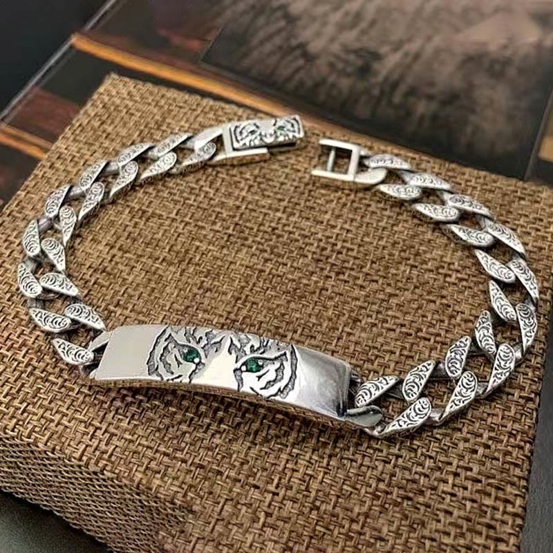 Buddha Stones Tiger Tang Dynasty Flower Design Copper Luck Chain Bracelet - image 5