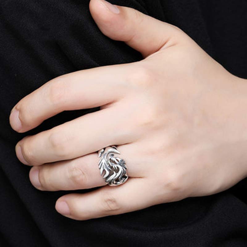 Buddha Stones Dragon Pattern Protection Strength Adjustable Ring - image 2