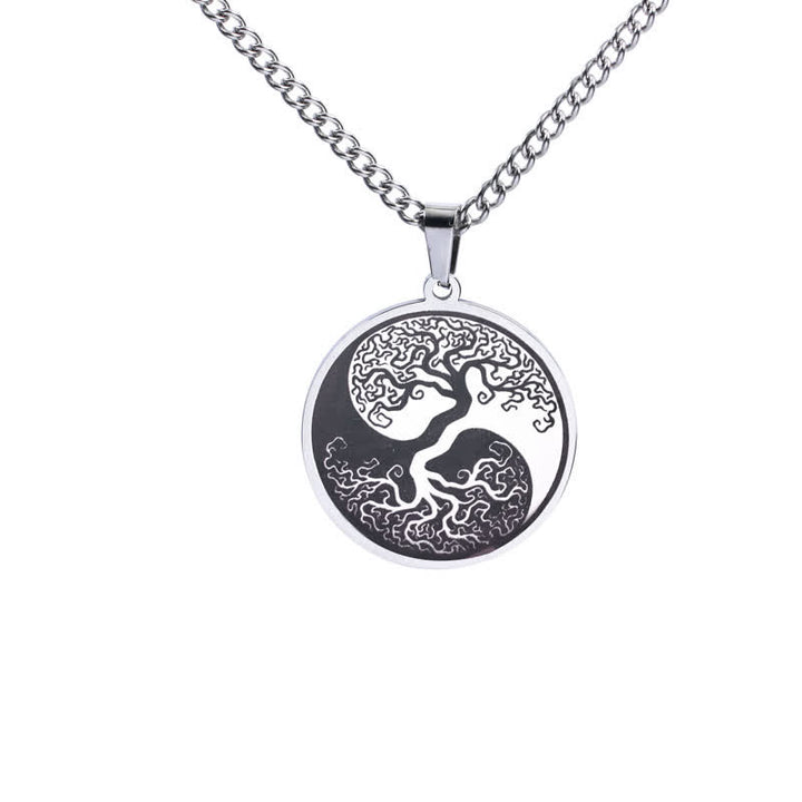 Buddha Stones The Tree of Life Titanium Steel Connection Necklace Pendant - Silver - image 4