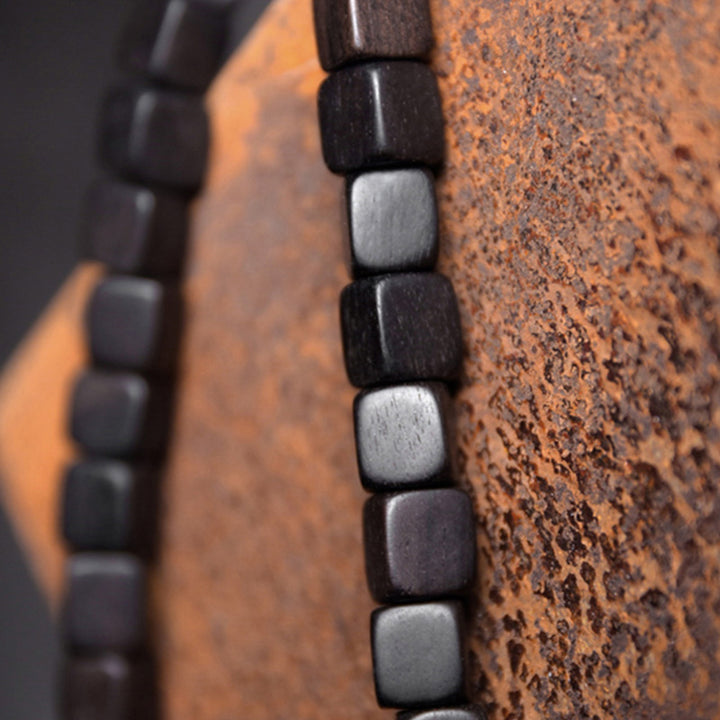 Buddha Stones Ebony Wood Dzi Bead Copper Peace Couple Bracelet - image 15