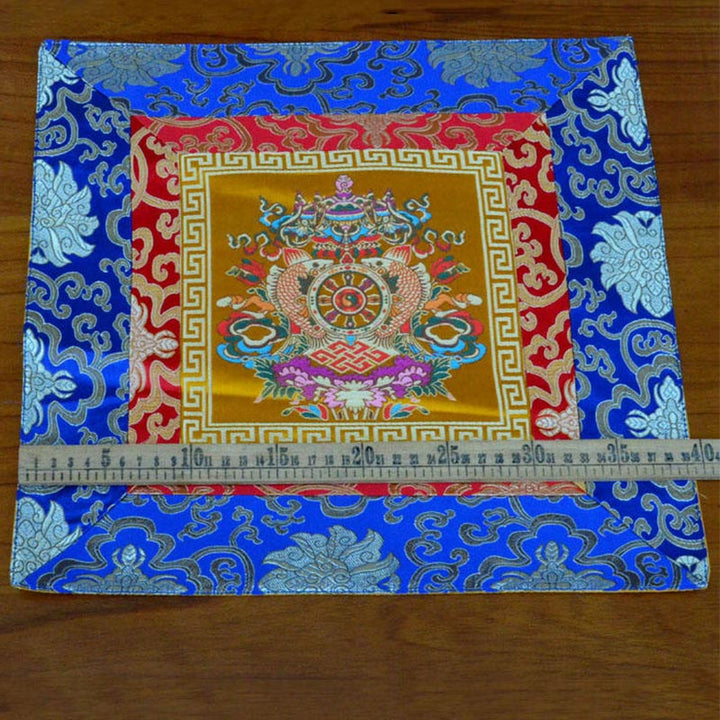 Prayer Altar Mat Meditation Strength Endless Knot Vajra Man-Bcu Kalachakra Auspicious Symbols - image 8