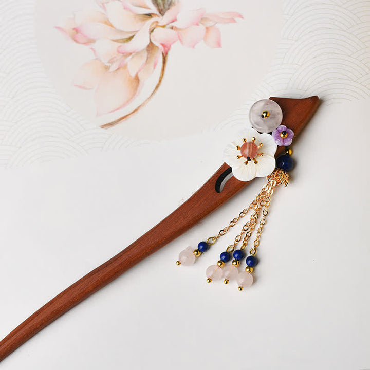 Red Sandalwood Pink Crystal Charm Healing Hairpin Decorations - image 3