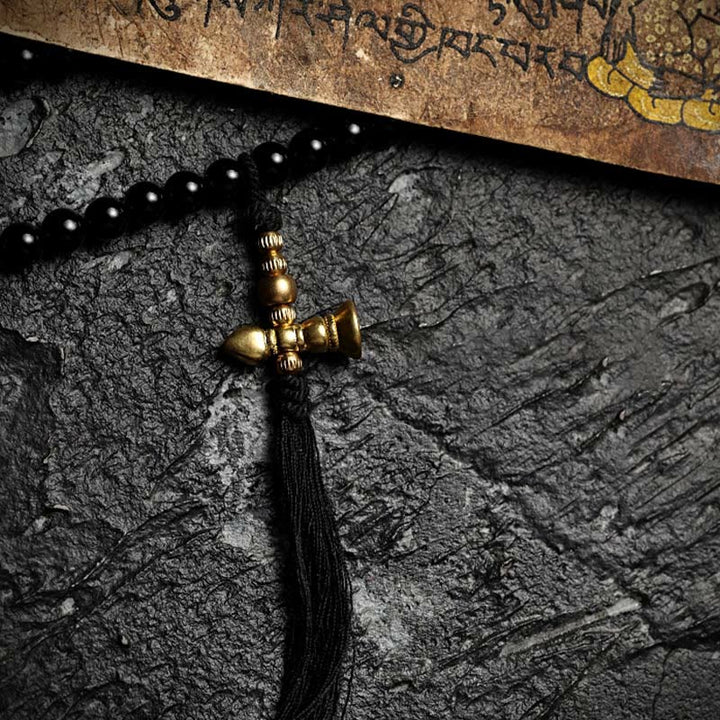 Buddha Stones Tibetan 108 Mala Beads Black Onyx Tiger Eye Beads Nine Palaces Bagua Protection Bracelet - image 7