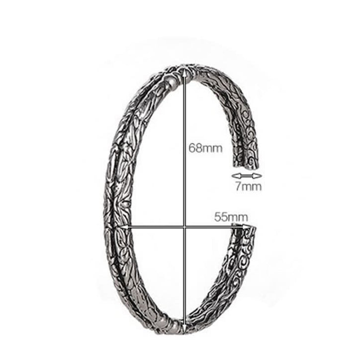 Buddha Stones Flower Dragon Pattern Engraved Balance Cuff Bracelet Bangle - image 6