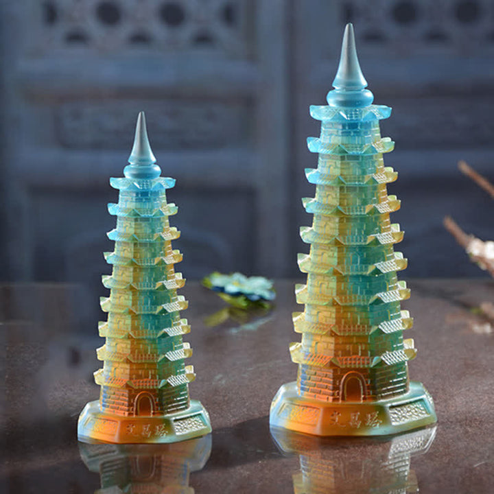 Buddha Stones Feng Shui Wenchang Tower Handmade Liuli Crystal Pagoda Art Piece Luck Home Office Decoration - image 4