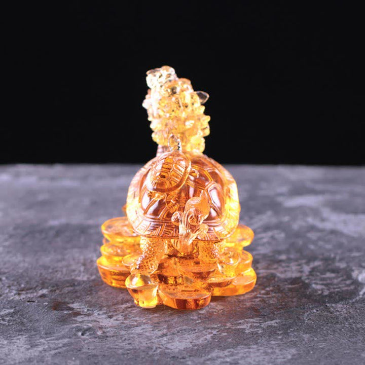 Buddha Stones Feng Shui Dragon Turtle Coins Handmade Liuli Crystal Luck Art Piece Home Office Decoration - image 17