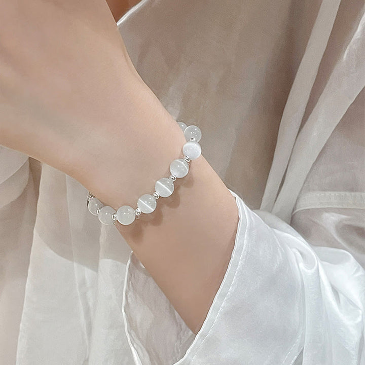 Buddha Stones Natural Cat's Eye Moonstone Strawberry Quartz PiXiu Support Bracelet - image 5