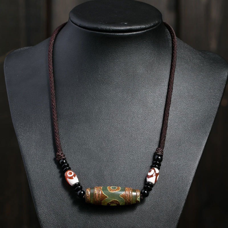 Buddha Stones Tibetan Nine-Eye Dzi Bead Protection String Necklace - image 6