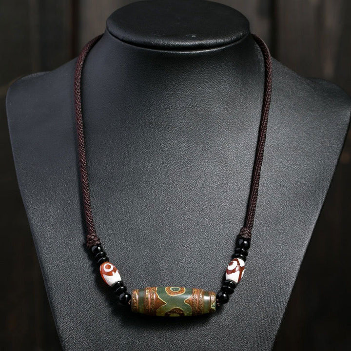 Buddha Stones Tibetan Nine-Eye Dzi Bead Protection String Necklace - image 6